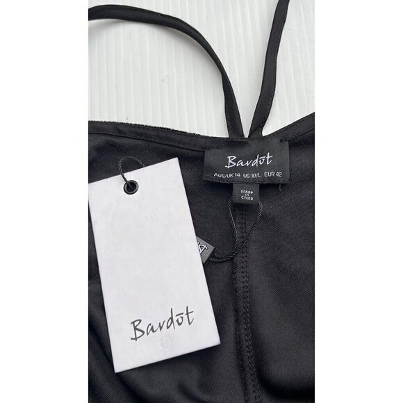 Bardot Womens Black Velour Velvet Slip Strappy Mini Dress Size L / 10 US - Picture 4 of 16